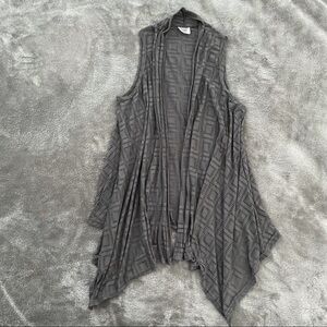 Mad Style Sleeveless Asymmetrical Open Front Cardigan Vest Grey Large Layering